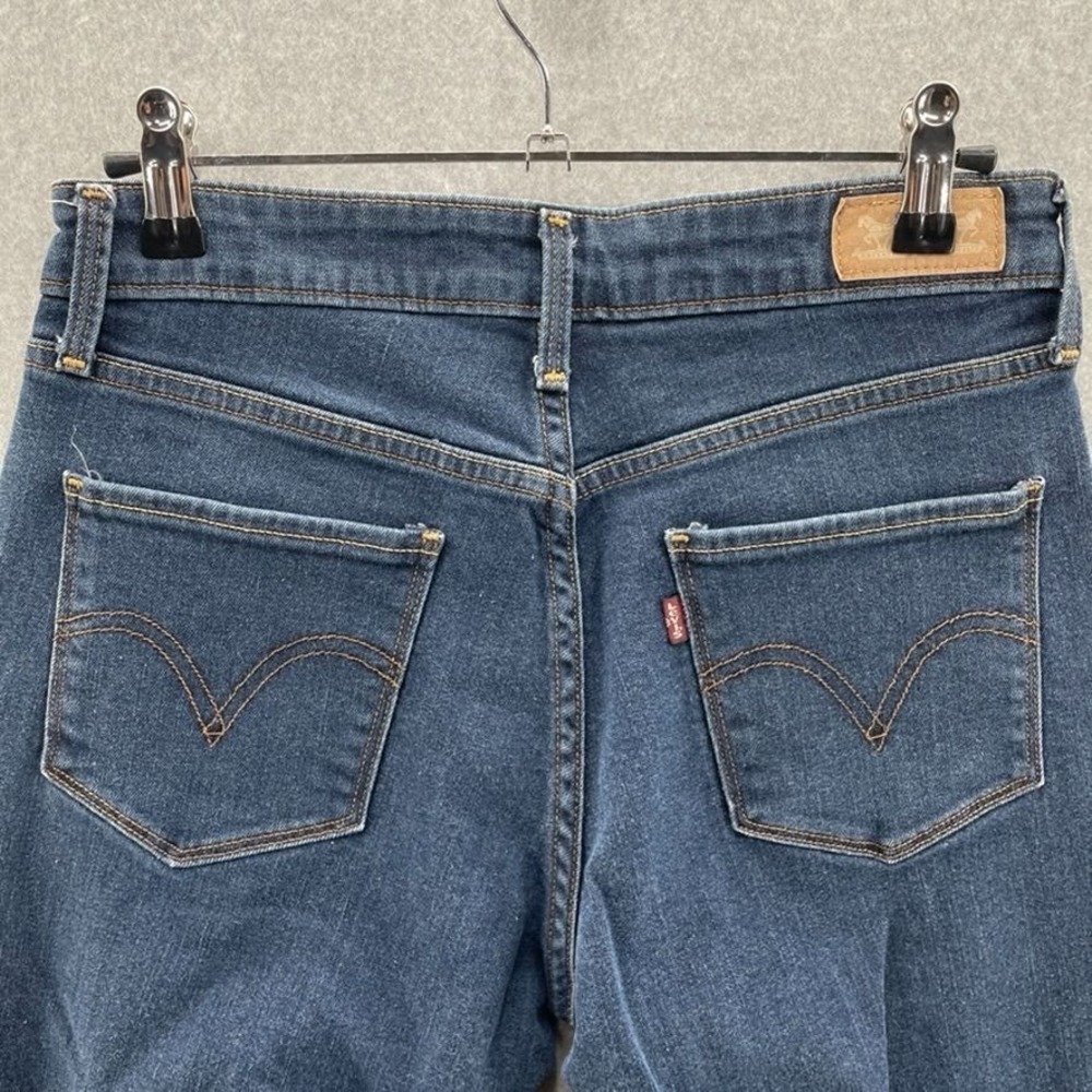 Levi's Capri Jeans Womens 4/27 Blue Cotton Dark Wash Cuffed Hem - Picture 5 of 8